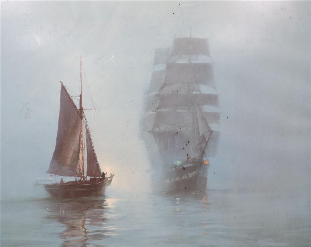 After Montague Dawson, colour print, Night Mists, overall 66 x 78cm
